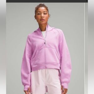 BNWOT XS/S Lululemon oversized half zip scuba. Dahlia Mauve